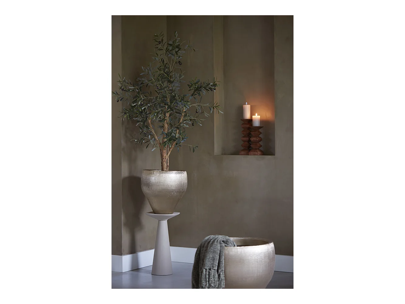 Table d'appoint ABALA - Ø28x53cm - Marron