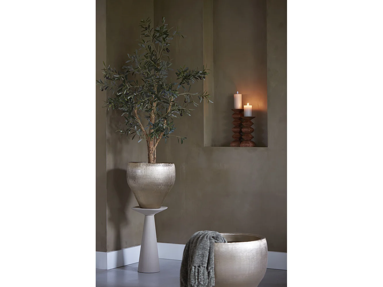 Table d'appoint ABALA - Ø28x53cm - Marron