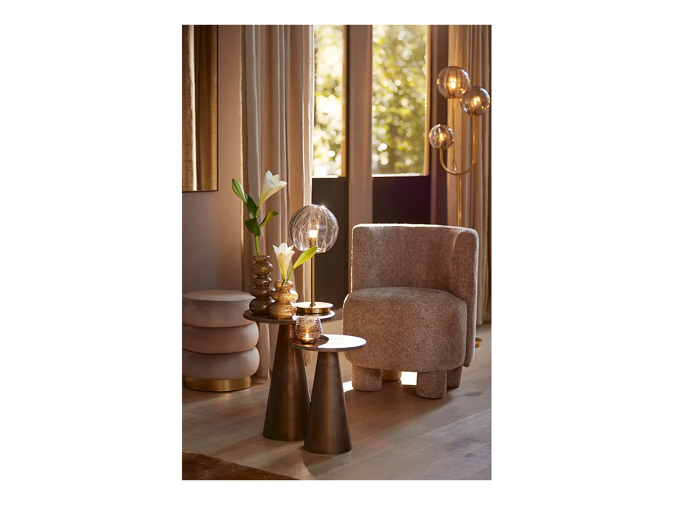 Bijzettafel YNEZ - Ø29x43cm - Bruin