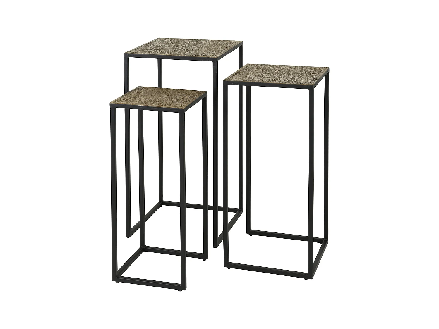 Blumensäule 3er Set Eisen Metallic - Bronze Antik