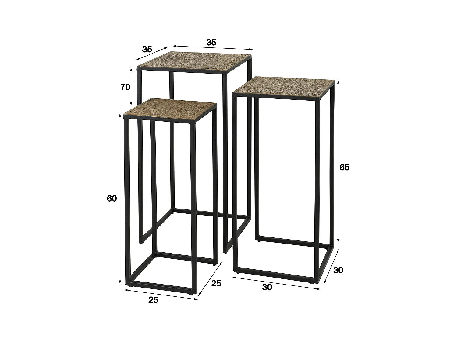 Blumensäule 3er Set Eisen Metallic - Bronze Antik