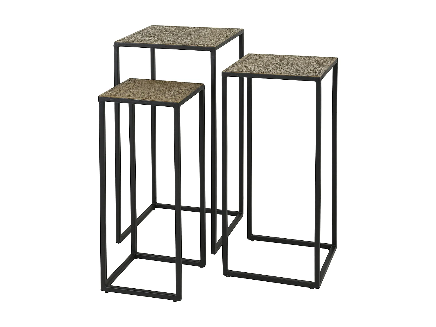 Lot de 3 colonnes à fleurs en fer métallique - Bronze antique