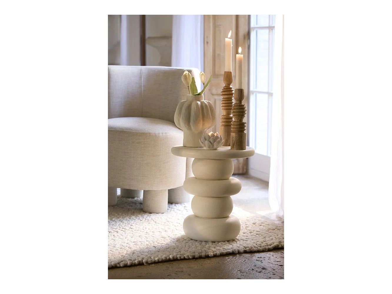 Table d'appoint AZALAS - Ø40x45cm - Blanc