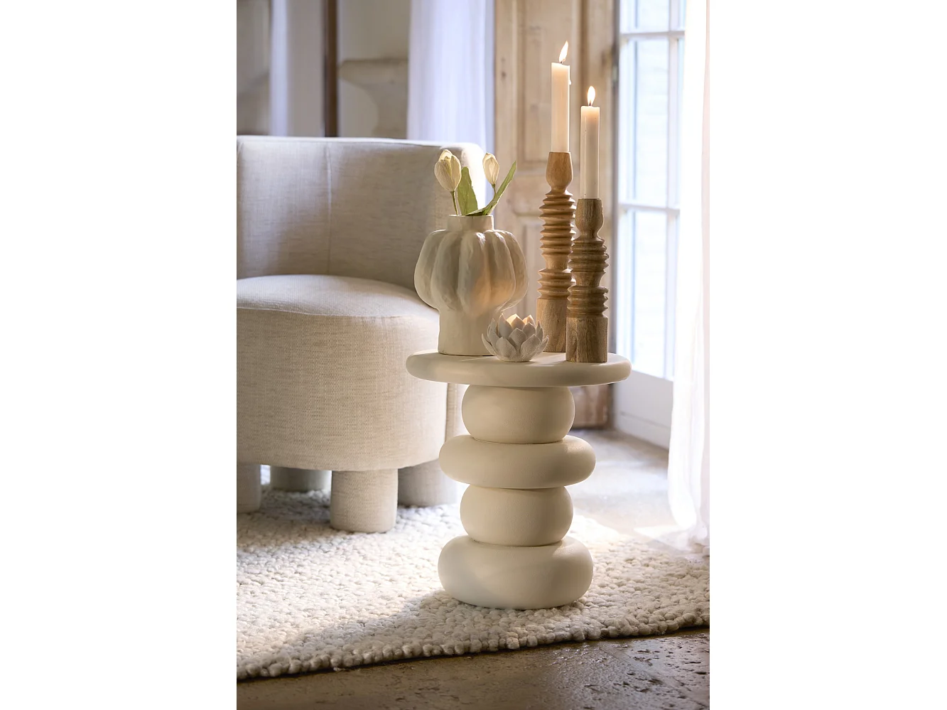 Table d'appoint AZALAS - Ø40x45cm - Blanc
