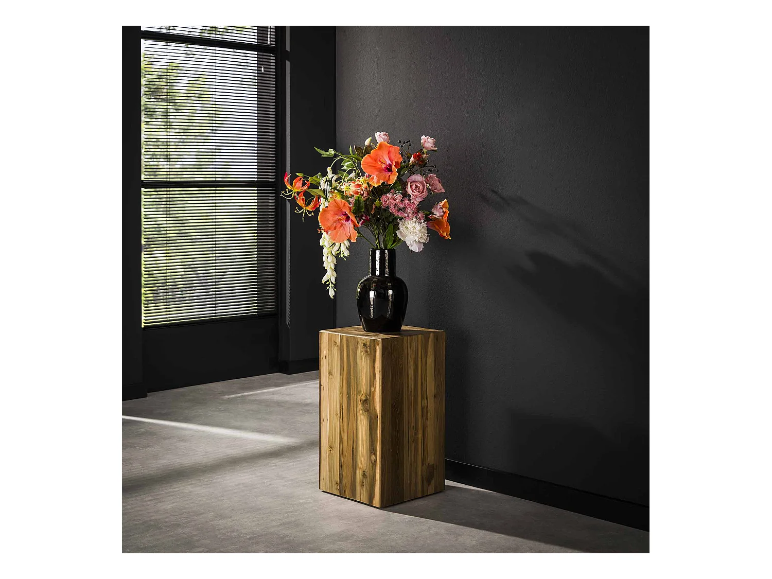 Colonne de fleurs en teck massif recyclé, 65 cm