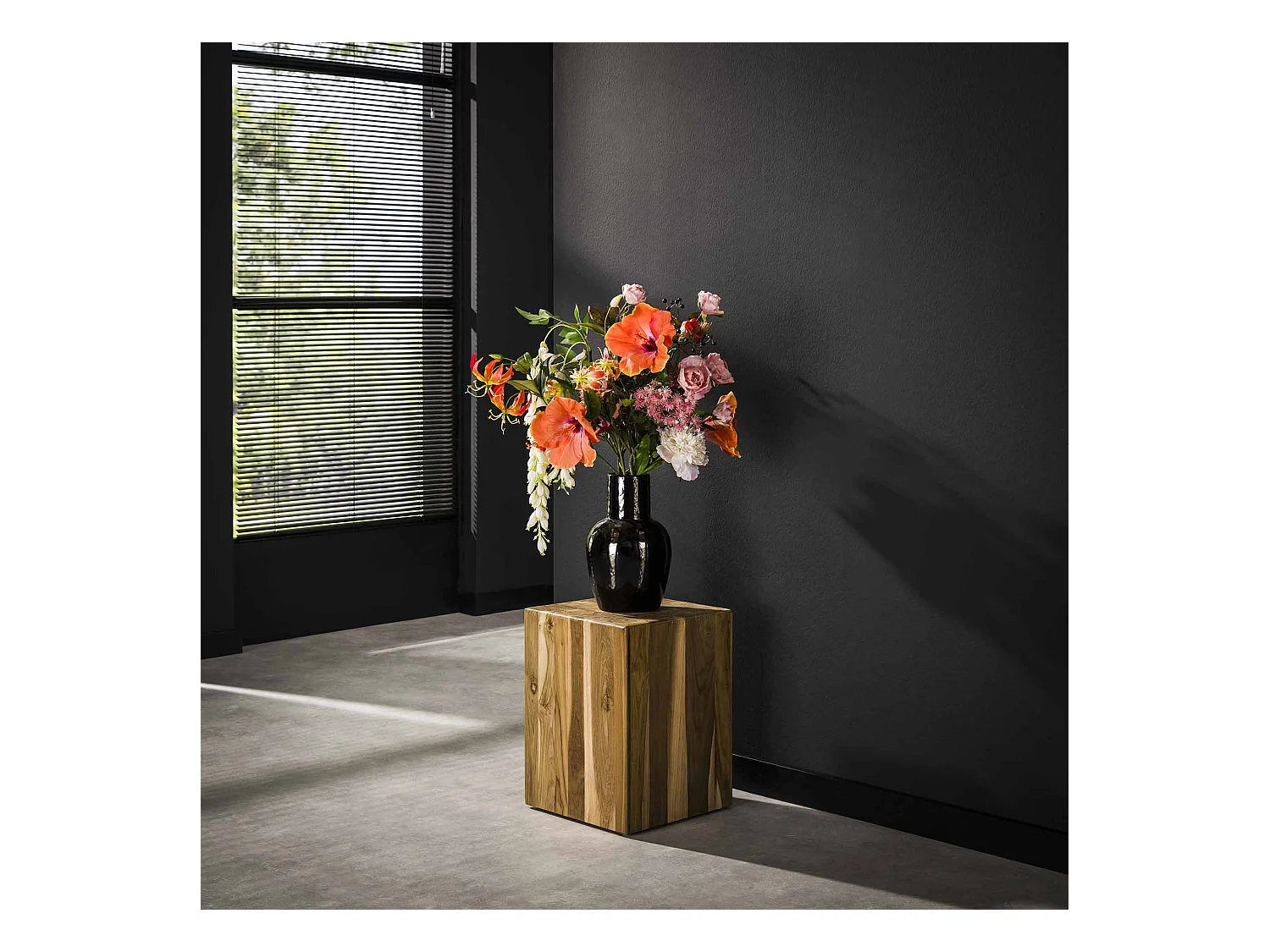 Colonne de fleurs en teck massif recyclé, 45 cm