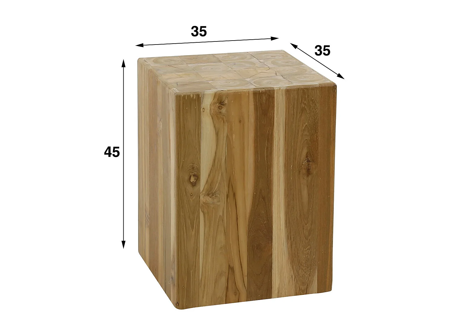 Colonne de fleurs en teck massif recyclé, 45 cm