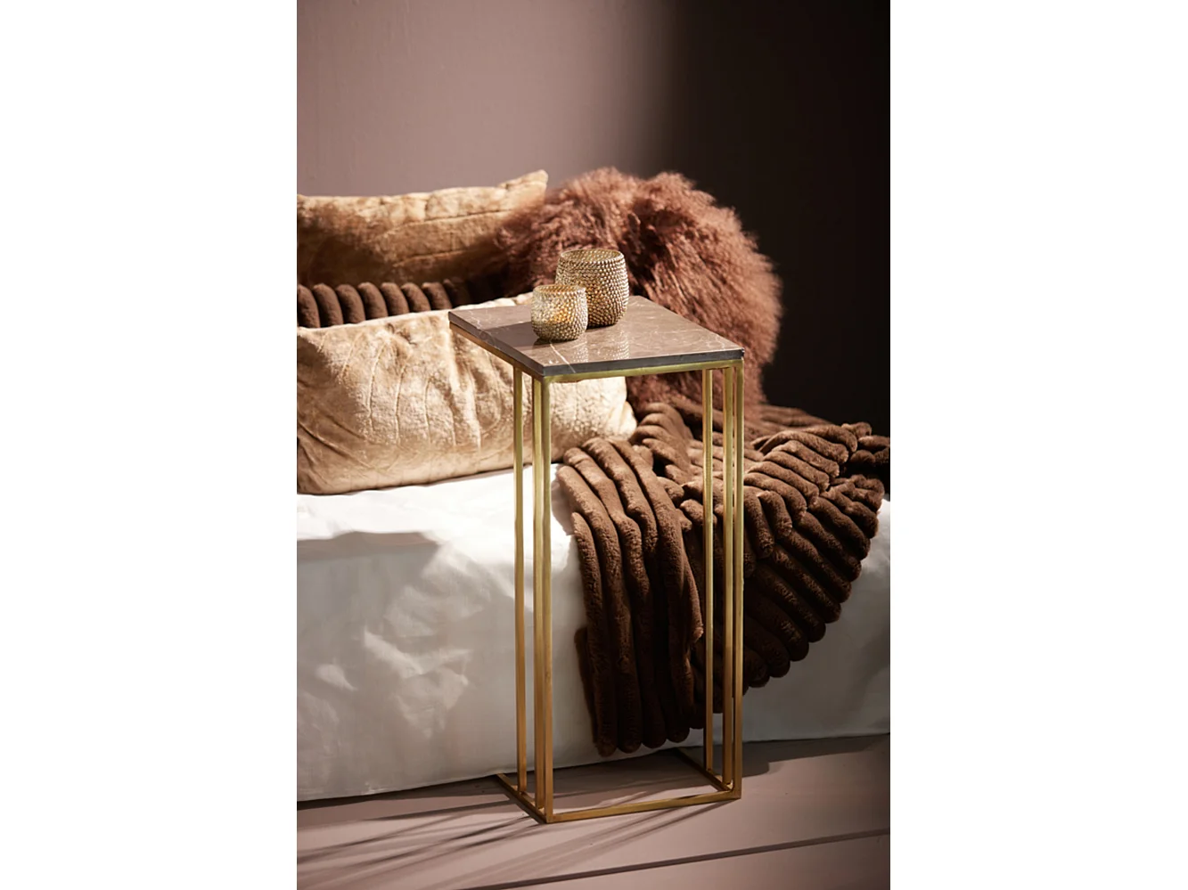 Table d'appoint ROSHAN - 41x31x71cm - Marron