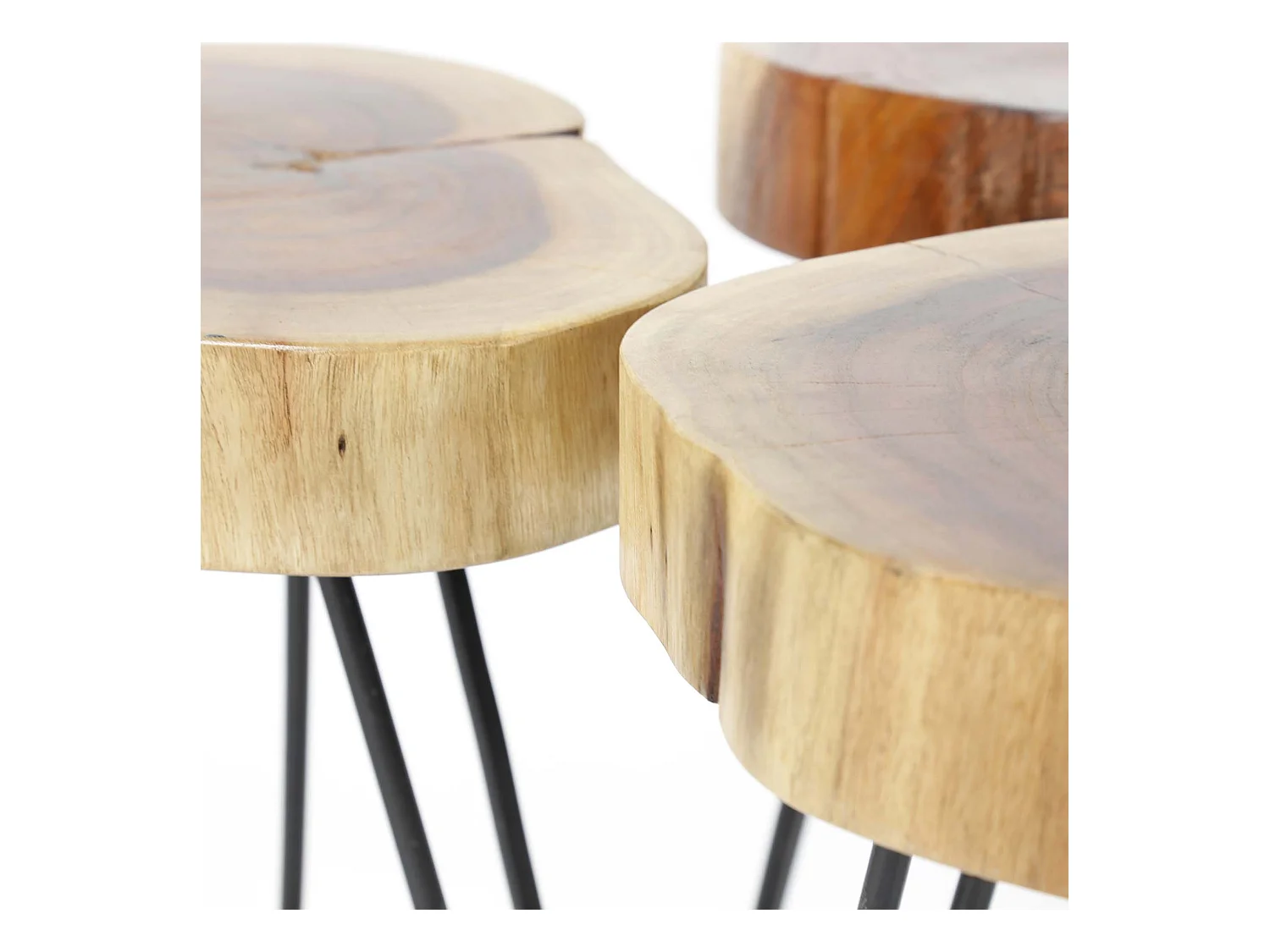 Table d'appoint Stam - Ø32cm - Lot de 2 - Marron - Bois