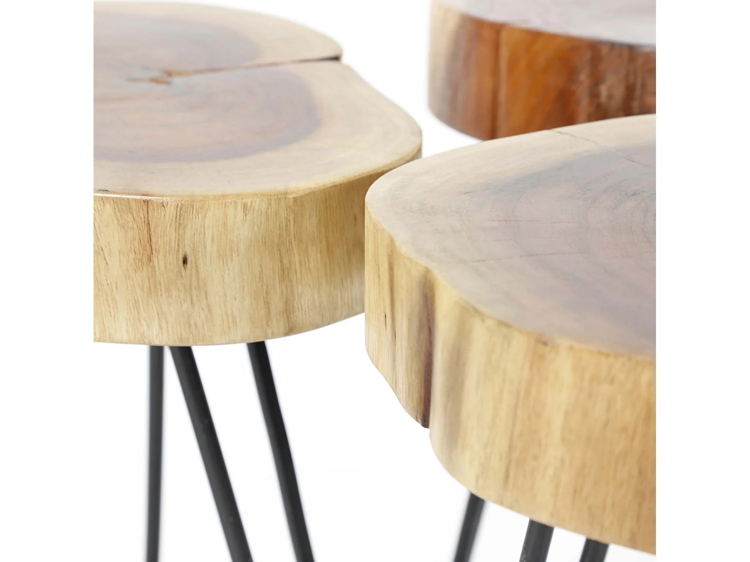 Table d'appoint Stam - Ø32cm - Lot de 2 - Marron - Bois