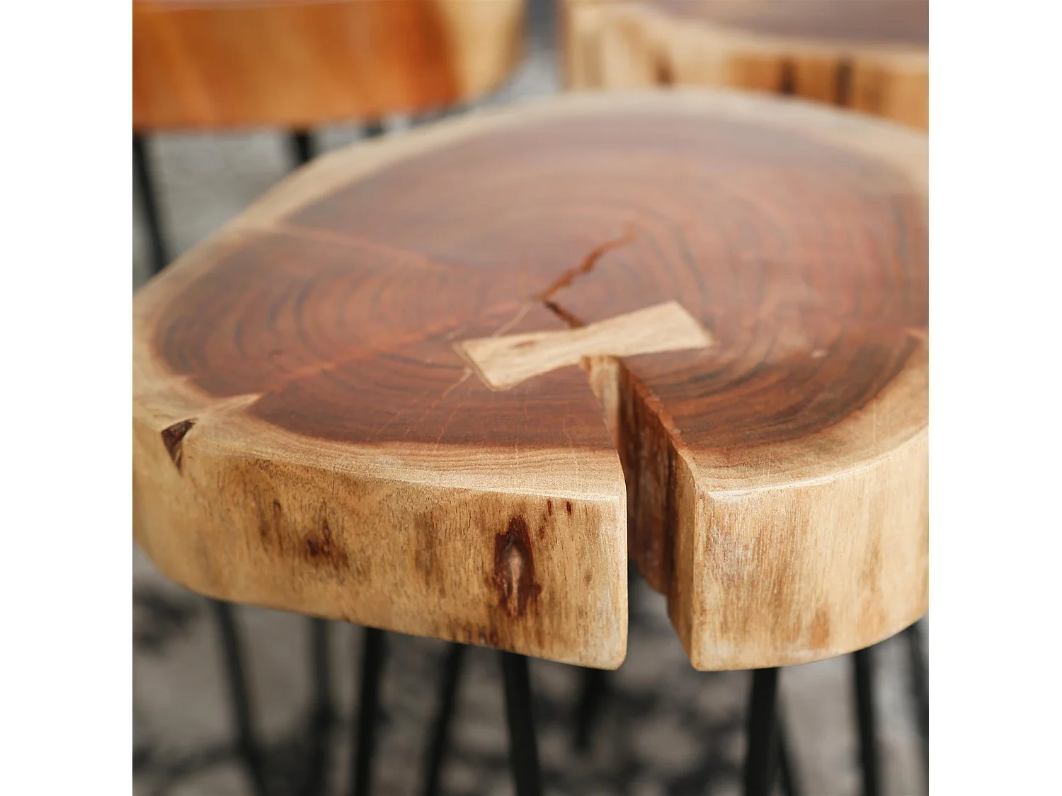 Table d'appoint Stam - Ø32cm - Lot de 2 - Marron - Bois