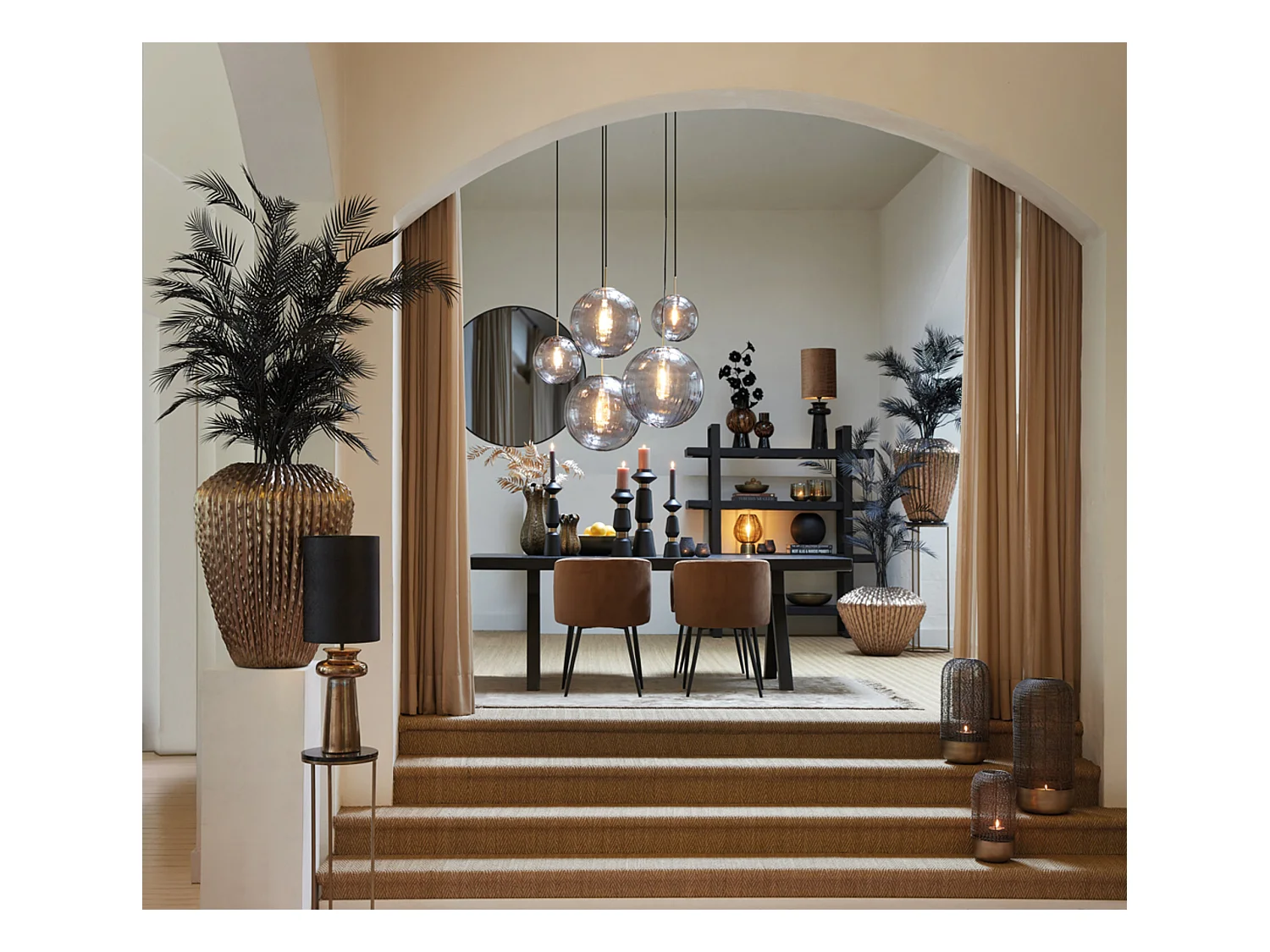 Colonne SOBRINA - Ø35x100cm - Noir - Lot de 2