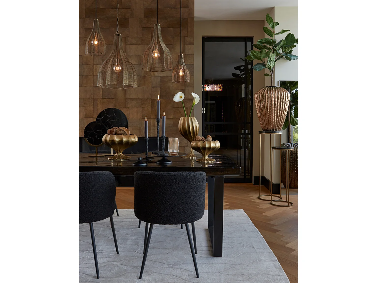 Colonne SOBRINA - Ø35x100cm - Noir - Lot de 2