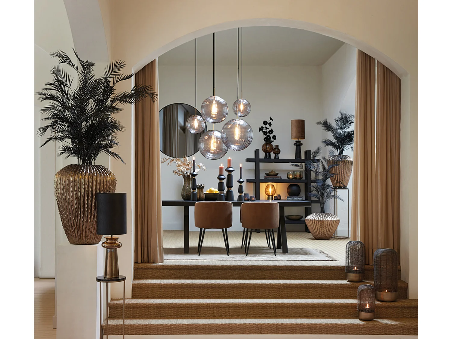 Colonne SOBRINA - Ø35x100cm - Noir - Lot de 2