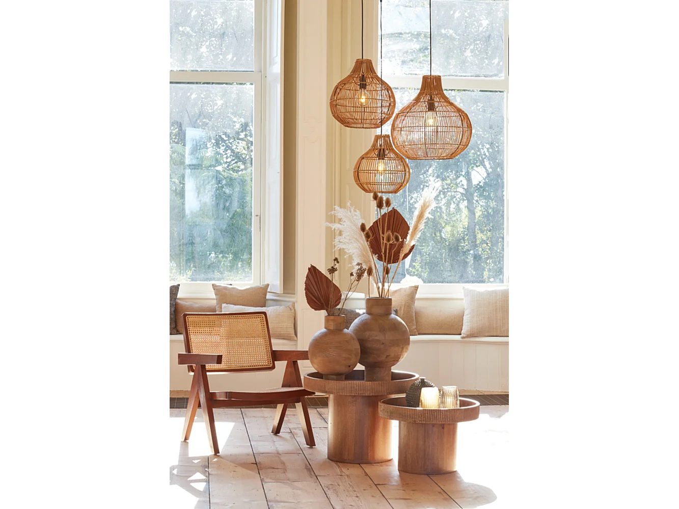 Table d'appoint KALOMO - Ø60x44cm - Marron