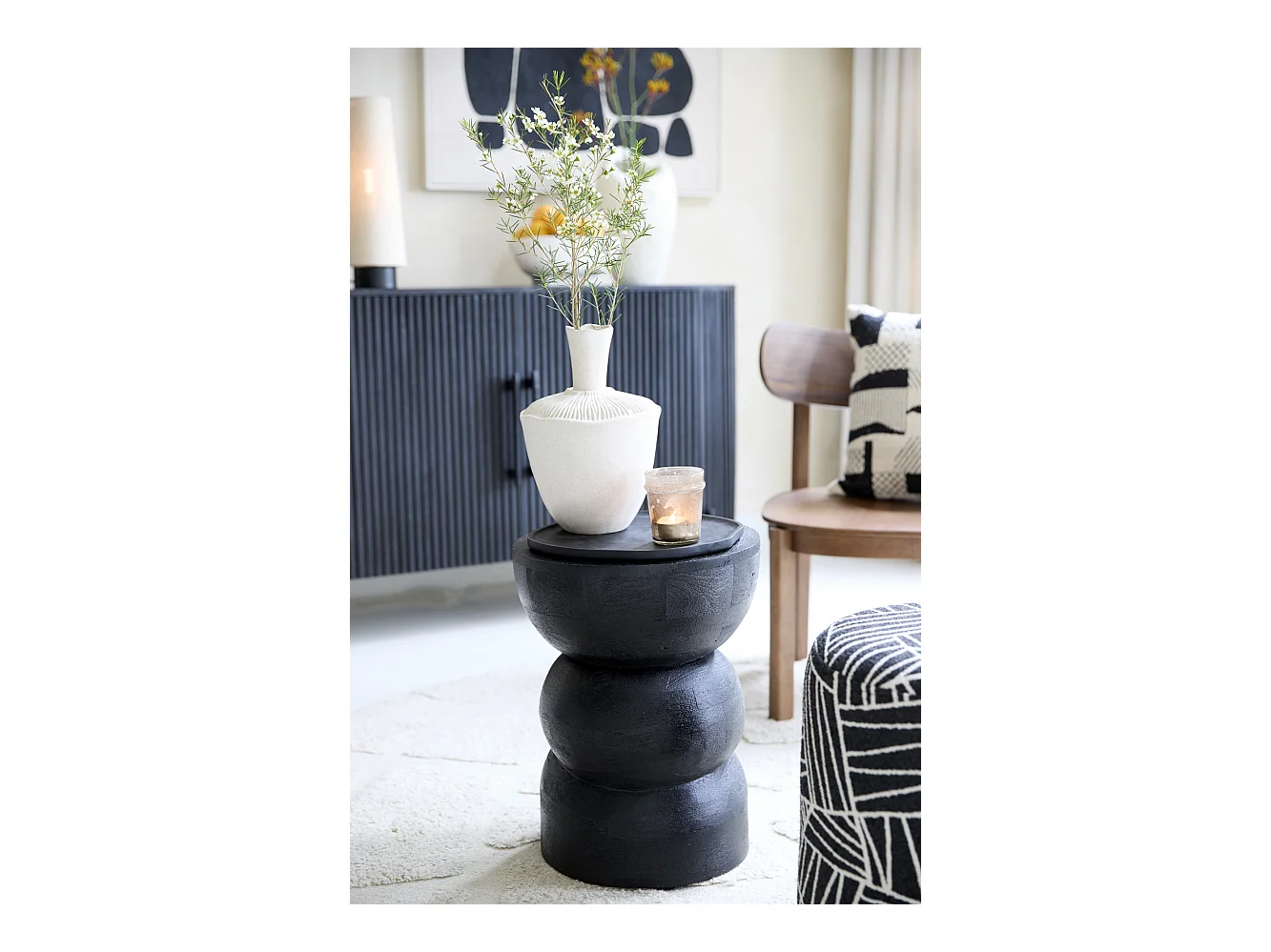 Table d'appoint AZALIO - Ø35x45cm - Noir