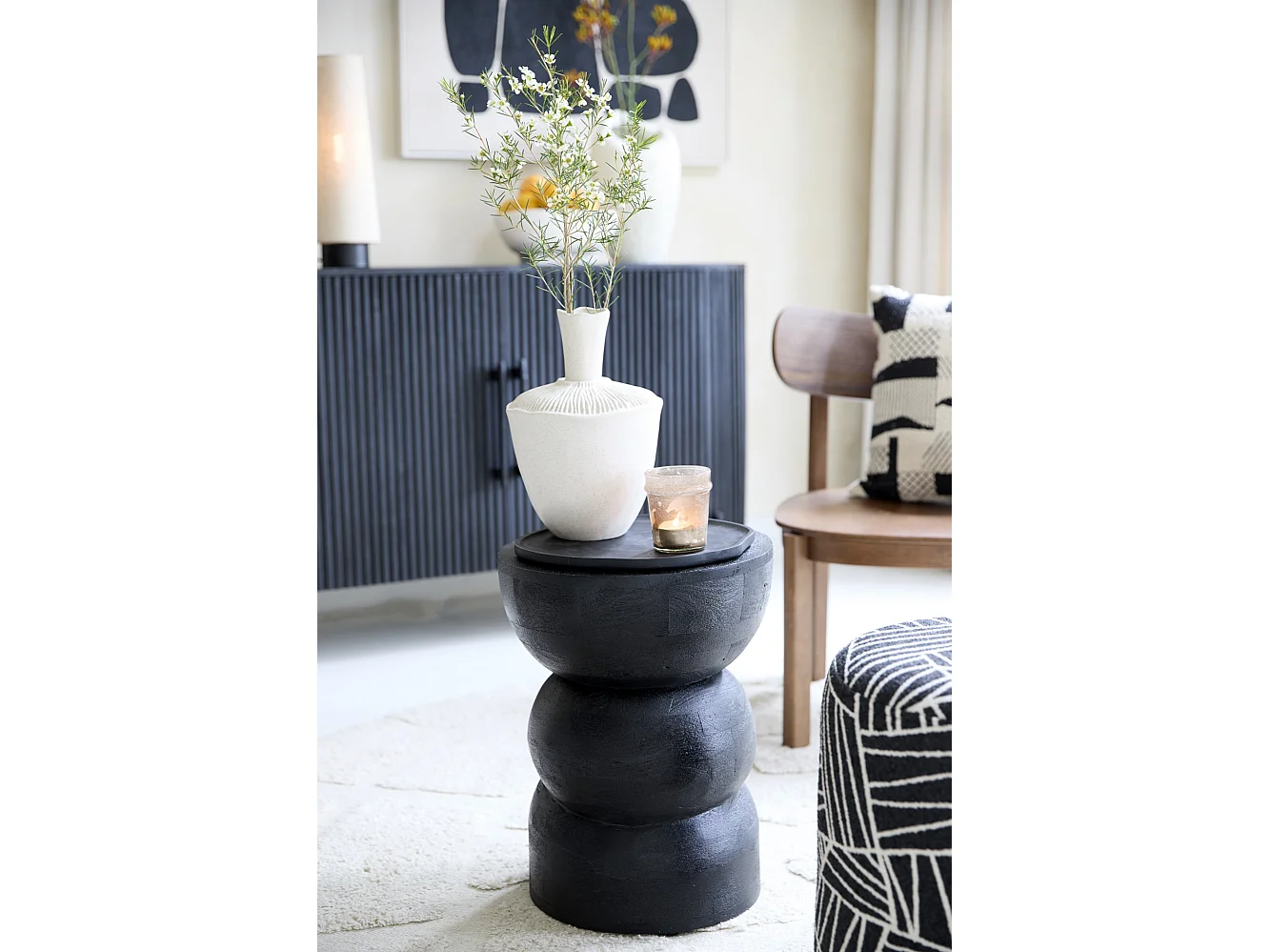 Table d'appoint AZALIO - Ø35x45cm - Noir