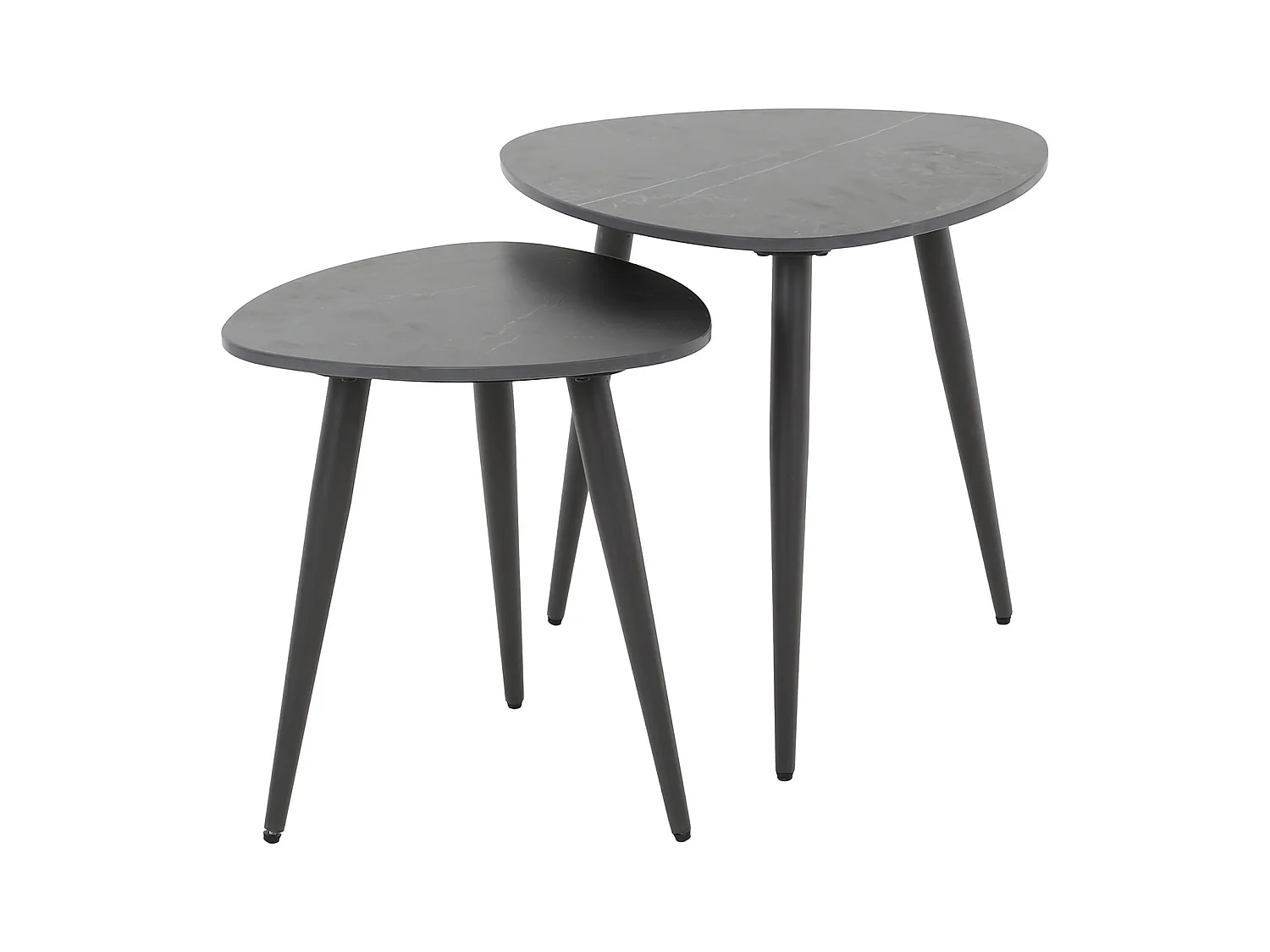 Ensemble de 2 tables d'appoint triangulaires en céramique - Noir naturel