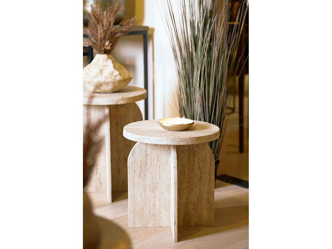 Bijzettafel OTINIA - Ø41x56cm - Bruin