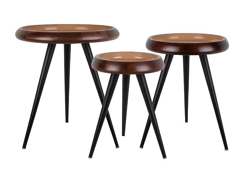 Table d'appoint Tripod - Marron clair - Lot de 3