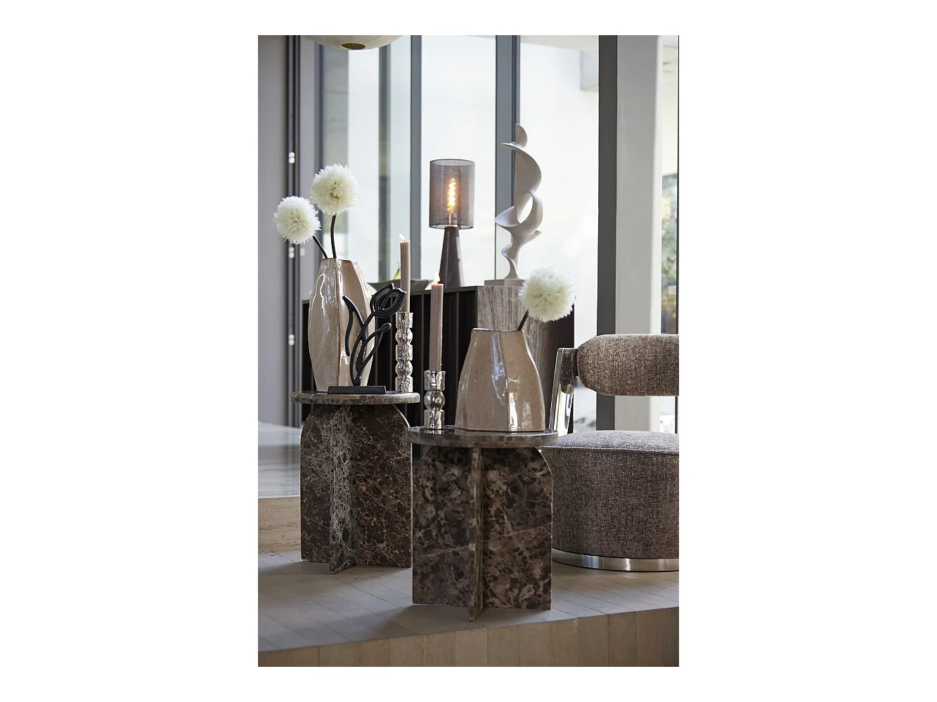 Beistelltisch OTINIA - Ø41x56cm - Braun
