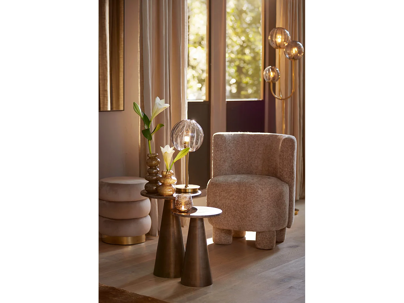 Bijzettafel YNEZ - Ø36x51cm - Bruin