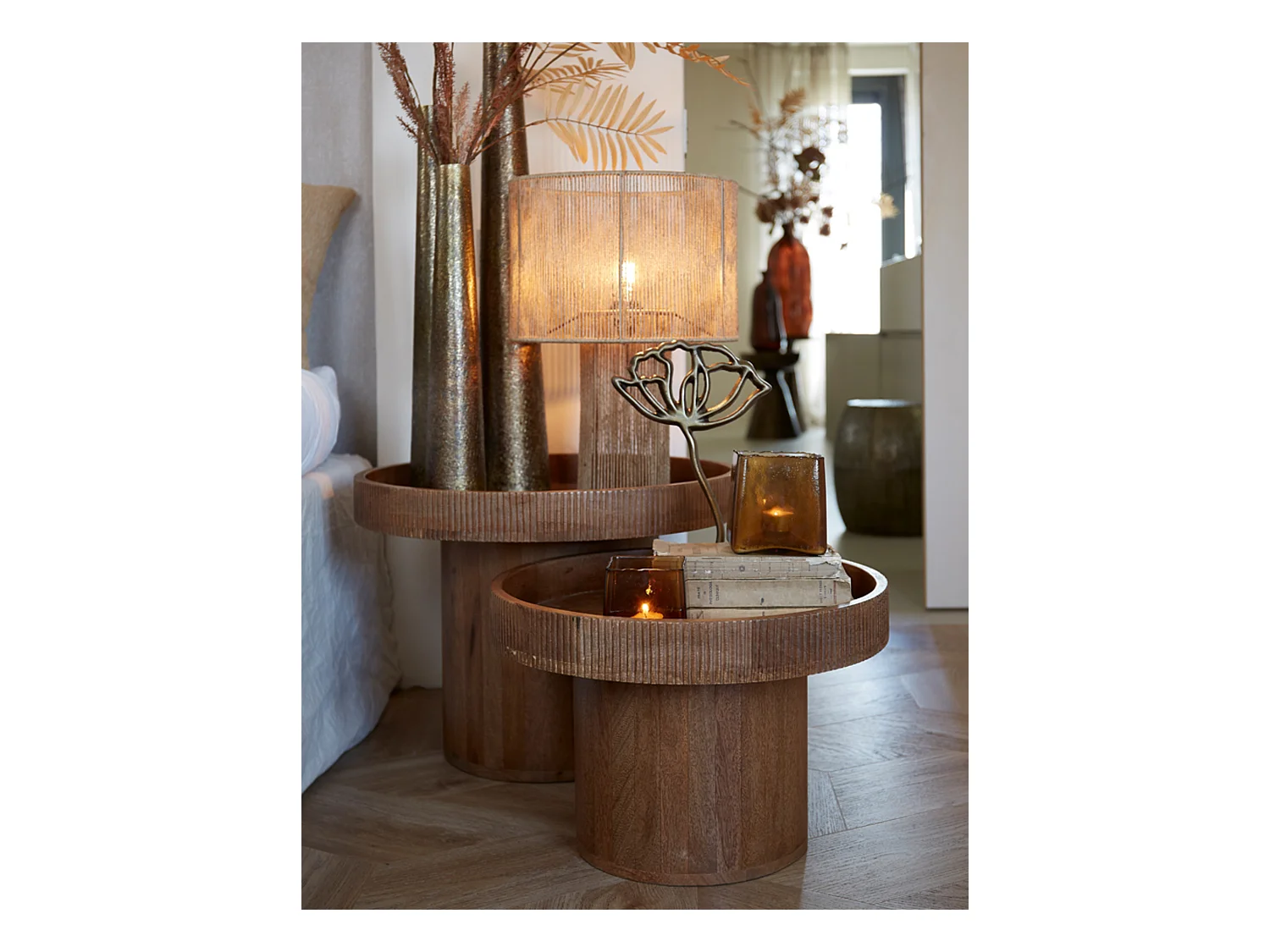 Table d'appoint KALOMO - Ø50x35cm - Marron