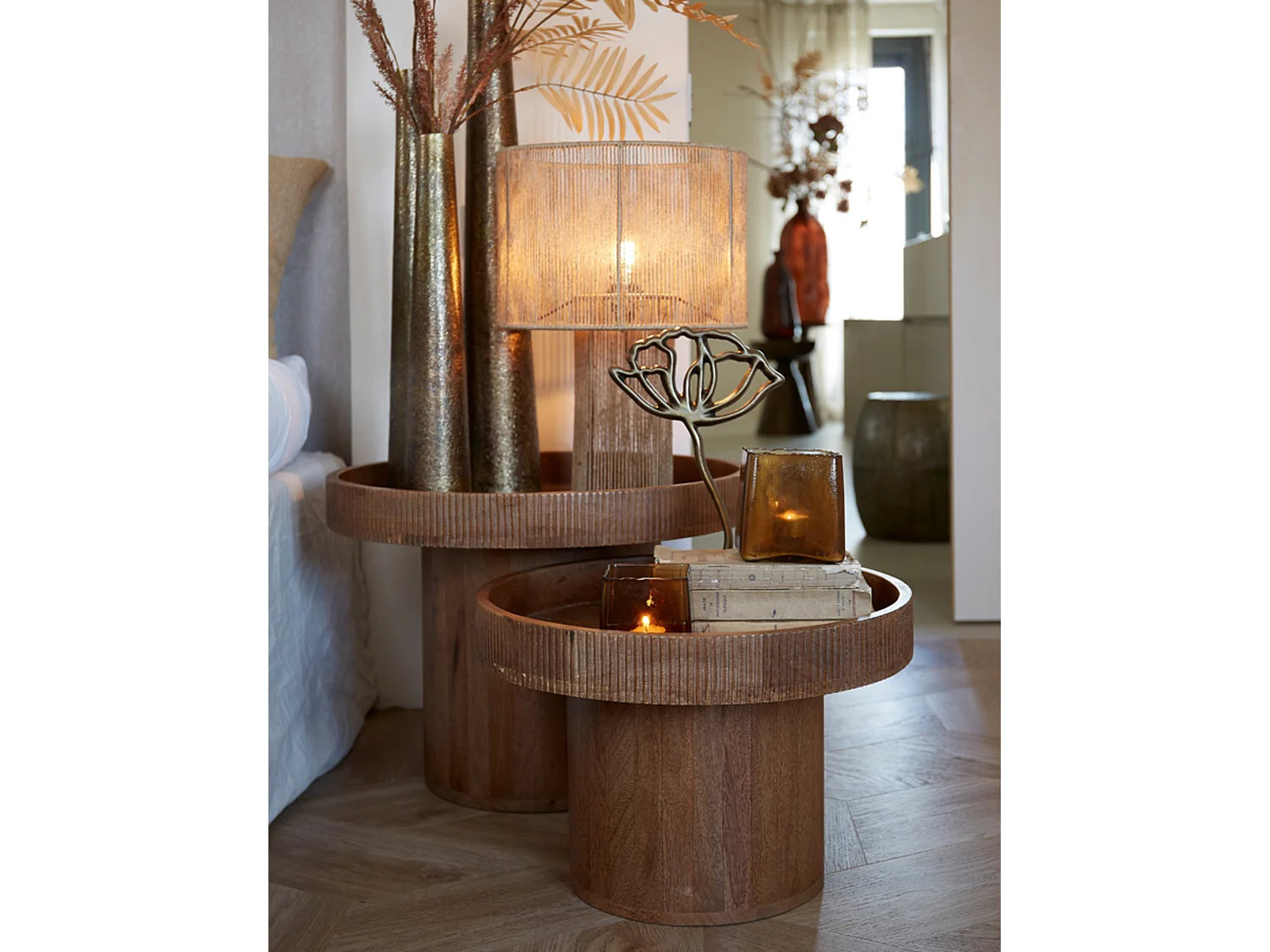 Table d'appoint KALOMO - Ø50x35cm - Marron