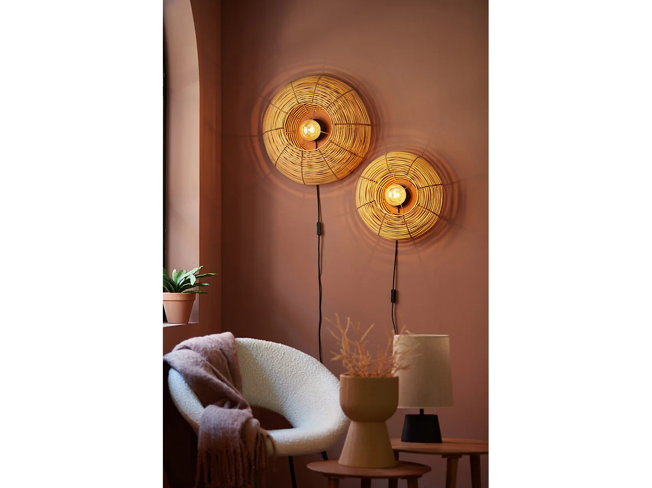 Lámpara de pared MILAN - Ø50x20cm - Marrón