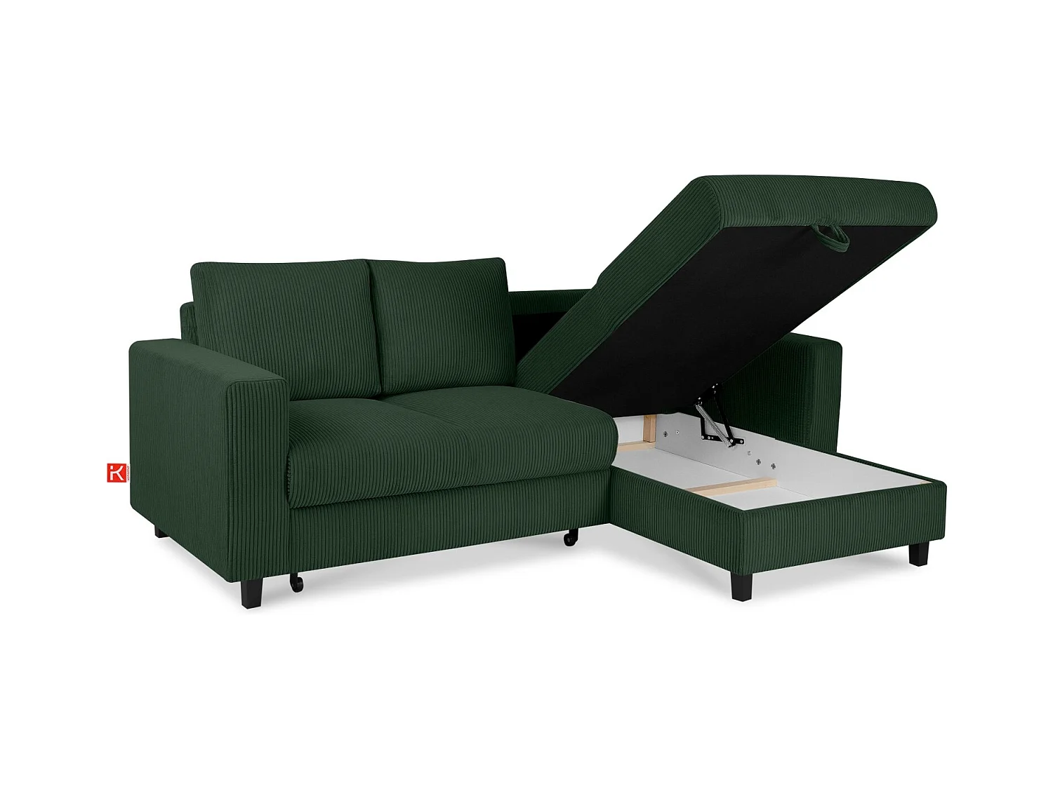 Ecksofa rechts - 3-Sitzer - EGRET - Dunkelgrün