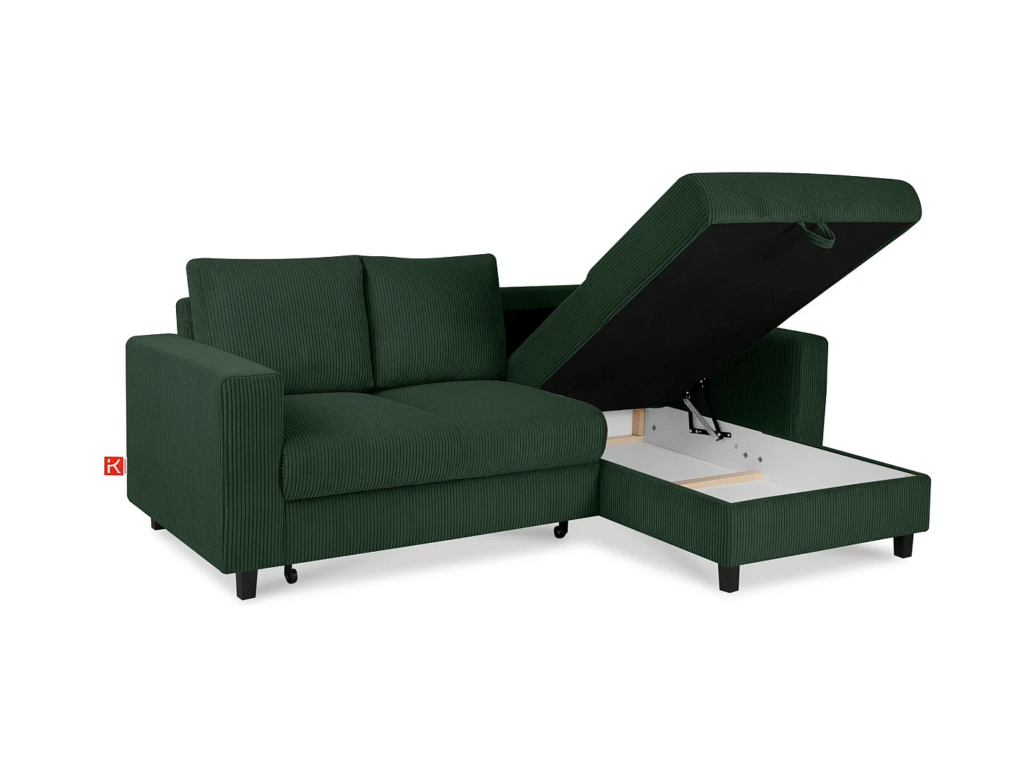 Ecksofa rechts - 3-Sitzer - EGRET - Dunkelgrün