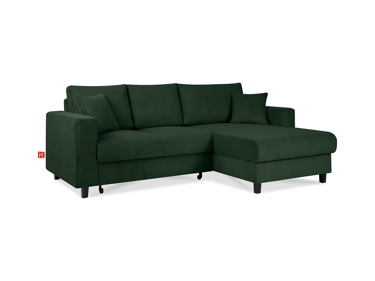 Canapé d'angle convertible droit - 3 places - EGRET - Vert foncé