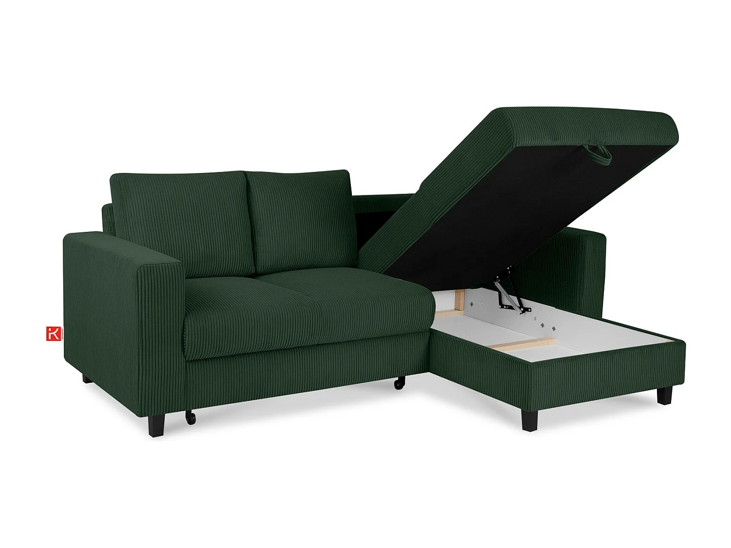 Ecksofa rechts - 3-Sitzer - EGRET - Dunkelgrün