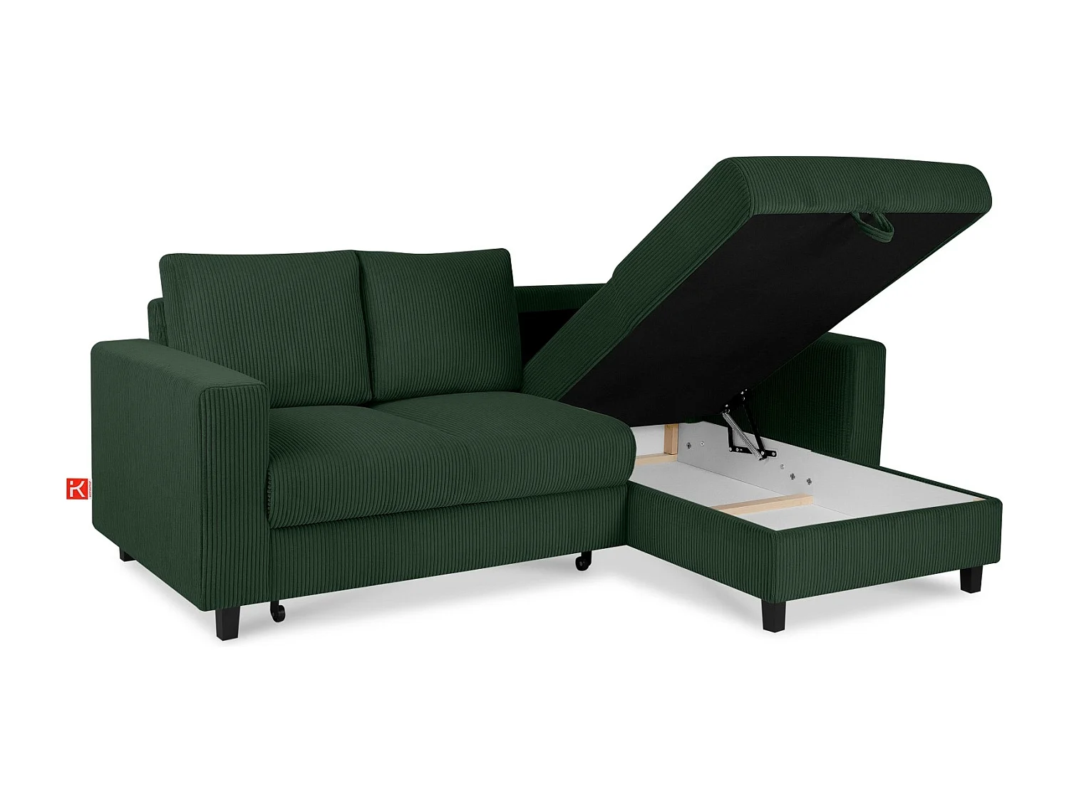 Ecksofa rechts - 3-Sitzer - EGRET - Dunkelgrün