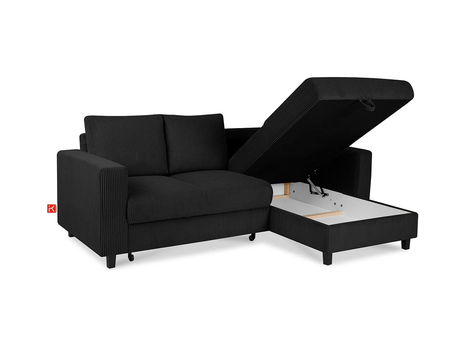 Ecksofa rechts - 3-Sitzer - EGRET - Schwarz