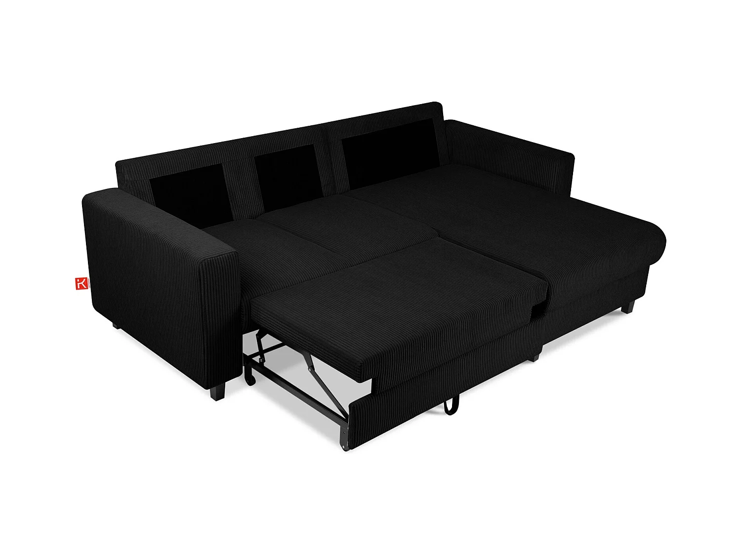 Ecksofa rechts - 3-Sitzer - EGRET - Schwarz