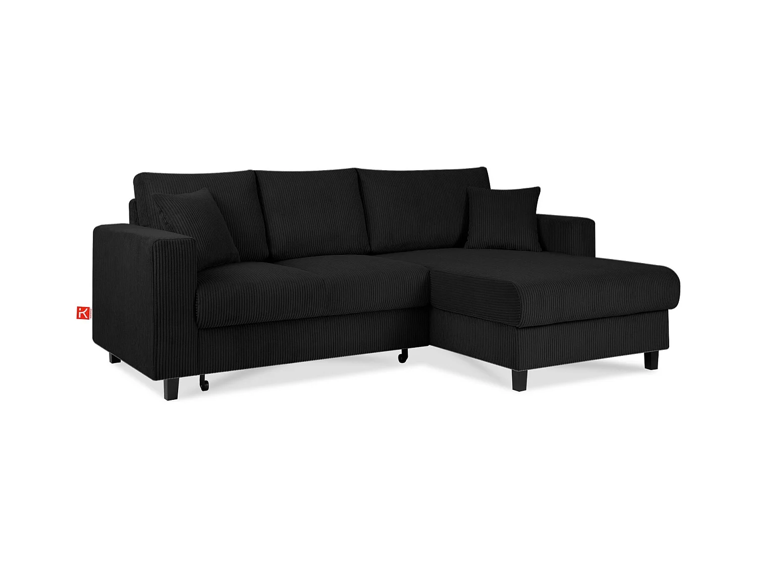 Canapé d'angle convertible droit - 3 places - EGRET - Noir