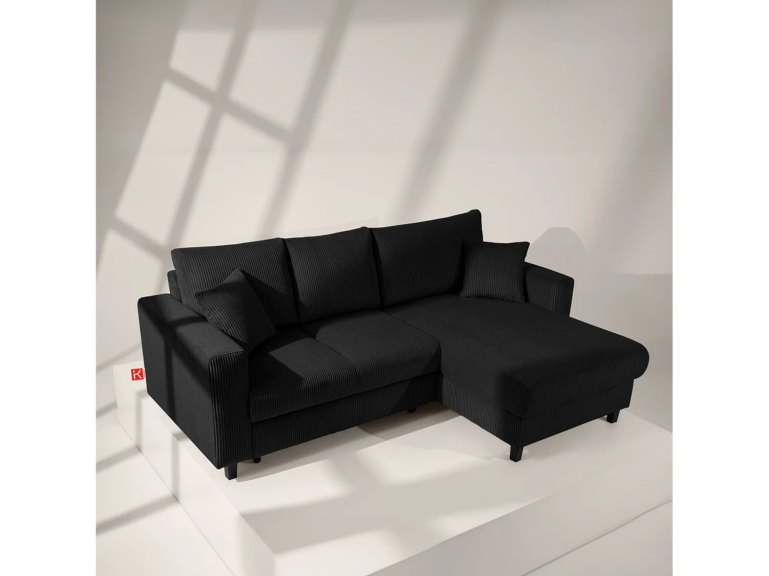 Ecksofa rechts - 3-Sitzer - EGRET - Schwarz