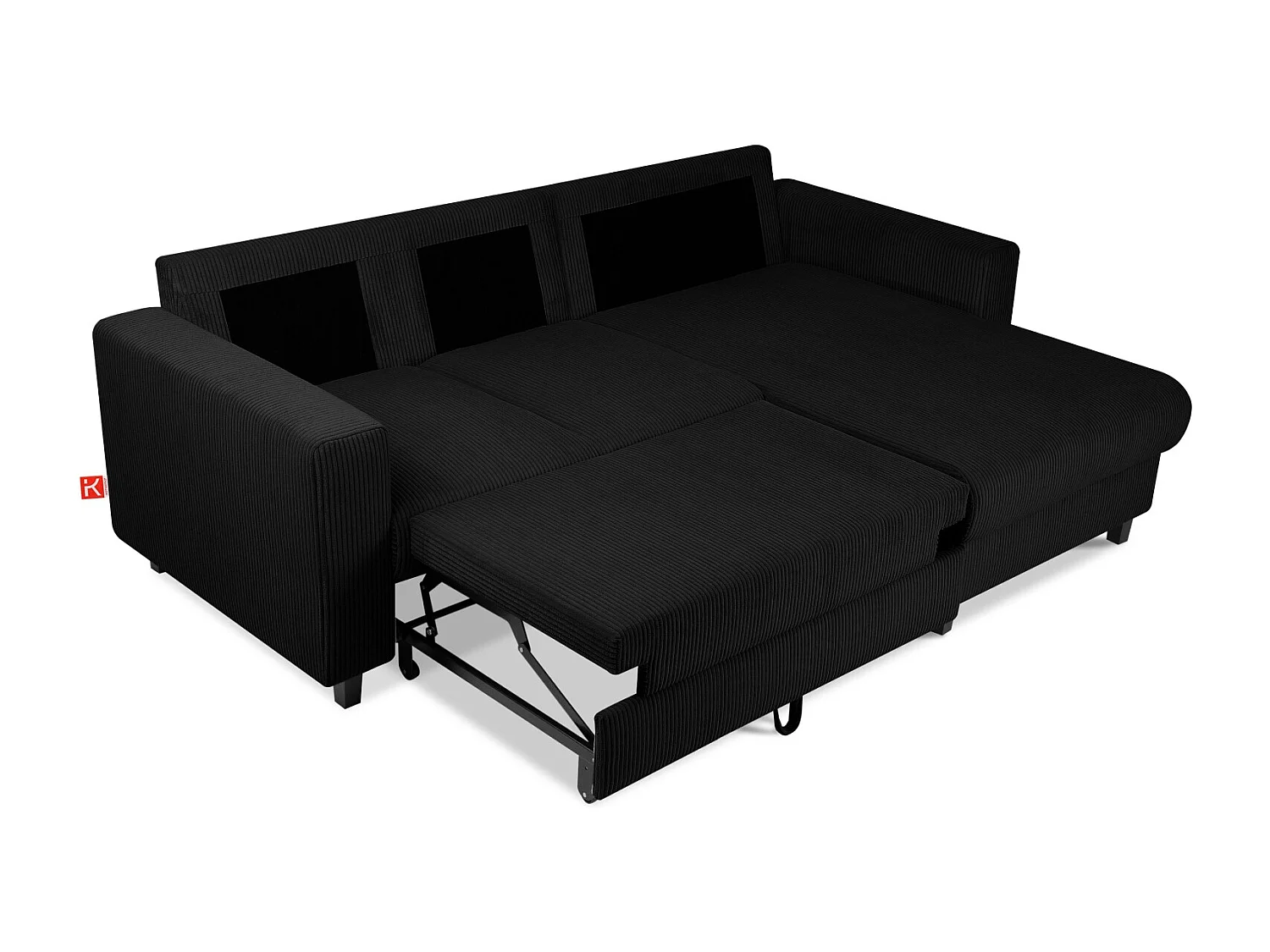 Ecksofa rechts - 3-Sitzer - EGRET - Schwarz