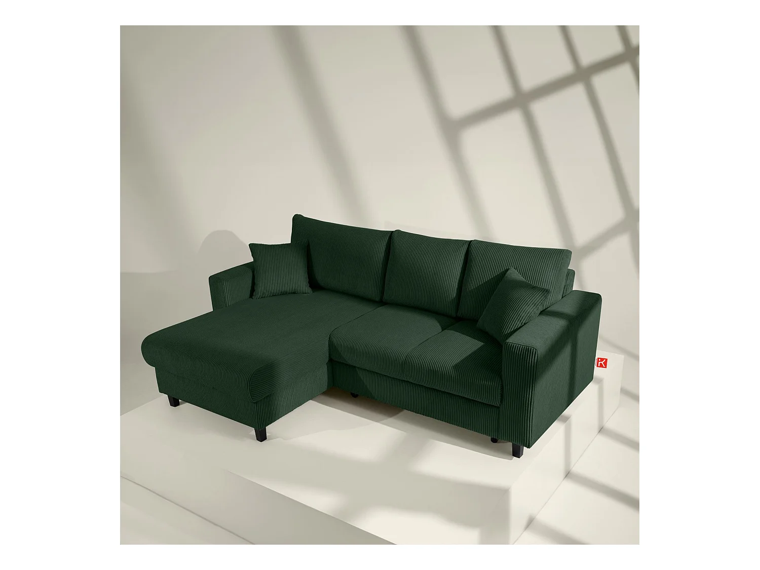 Ecksofa links - 3-Sitzer - EGRET - Dunkelgrün