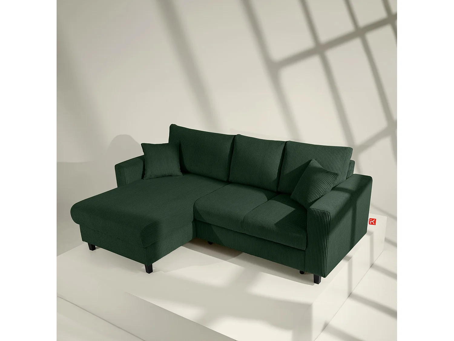 Ecksofa links - 3-Sitzer - EGRET - Dunkelgrün