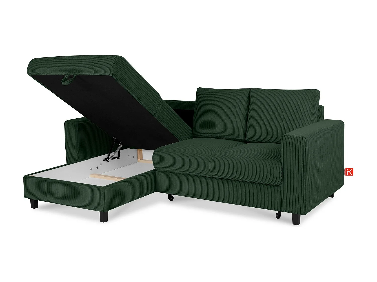 Ecksofa links - 3-Sitzer - EGRET - Dunkelgrün