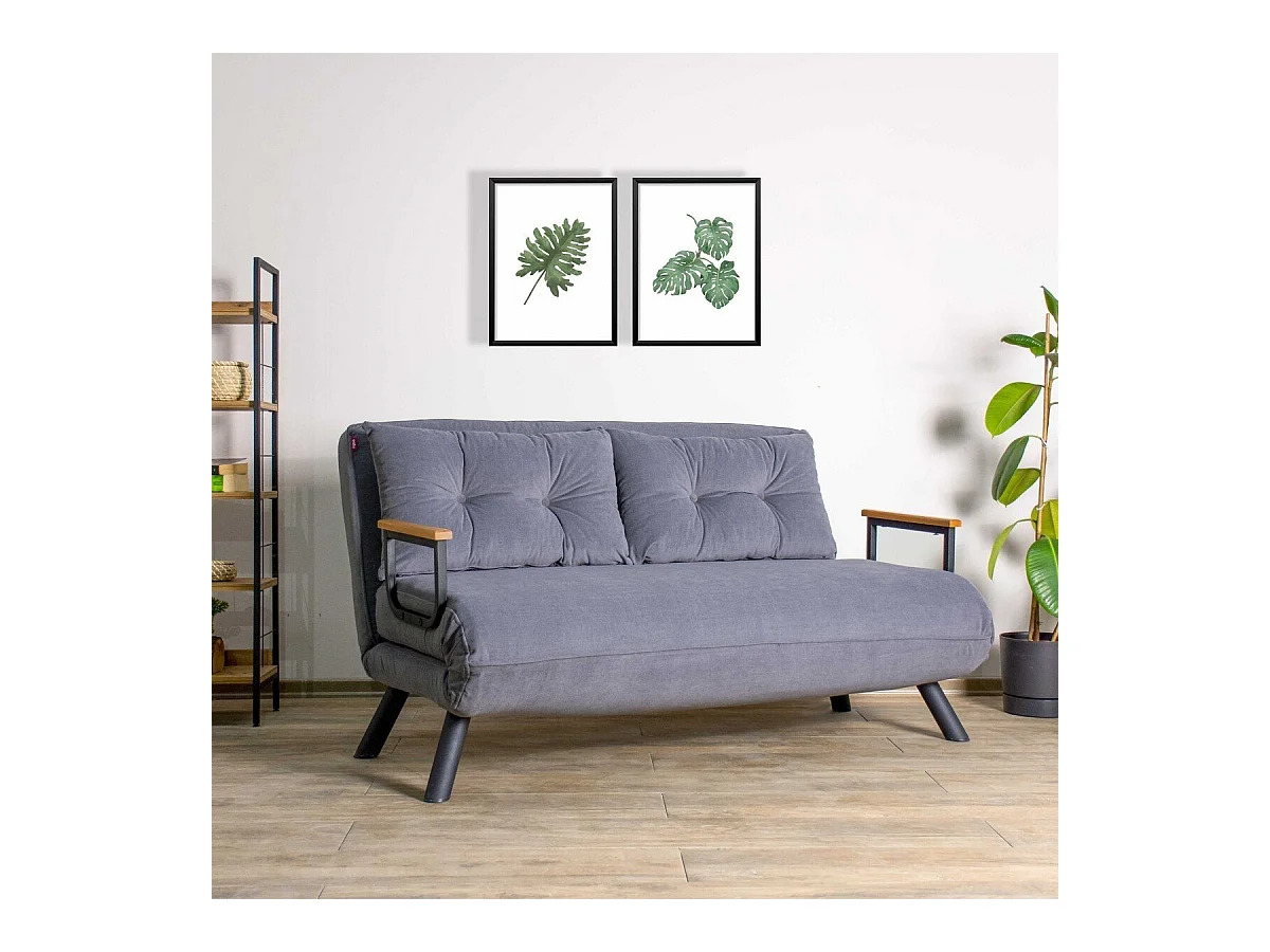 Canapé lit 2 places convertible en tissu avec pieds en métal L133 cm - SANDO