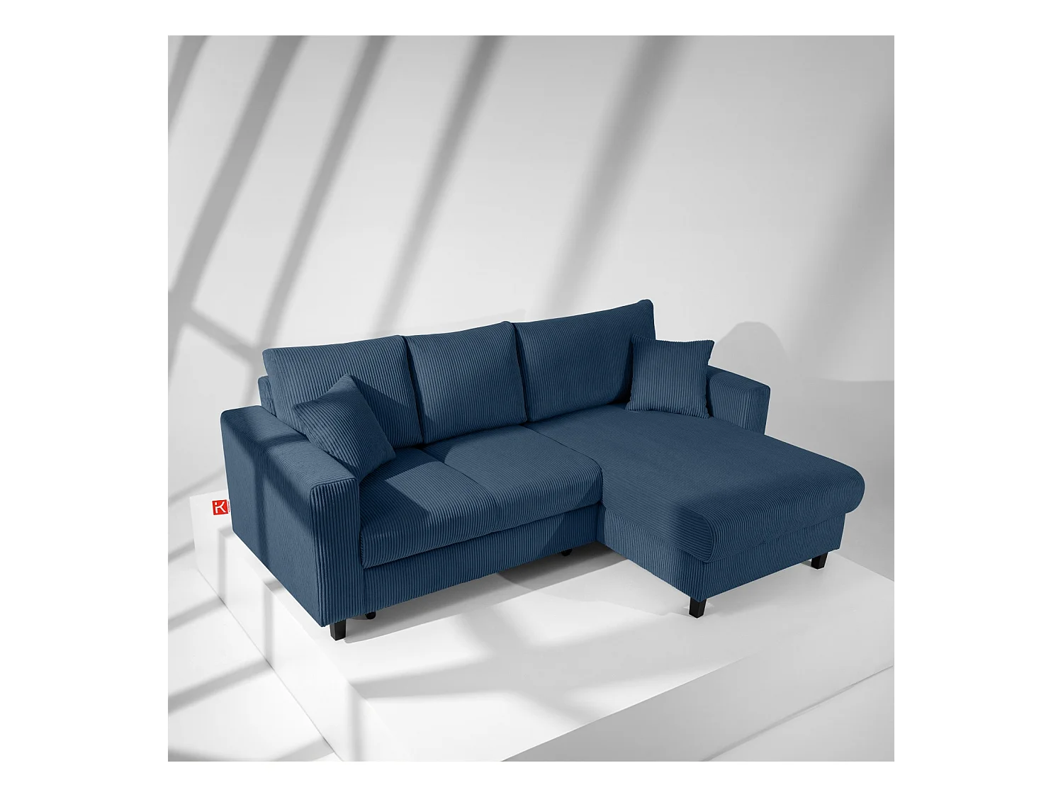 Ecksofa rechts - 3-Sitzer - EGRET - Dunkelblau