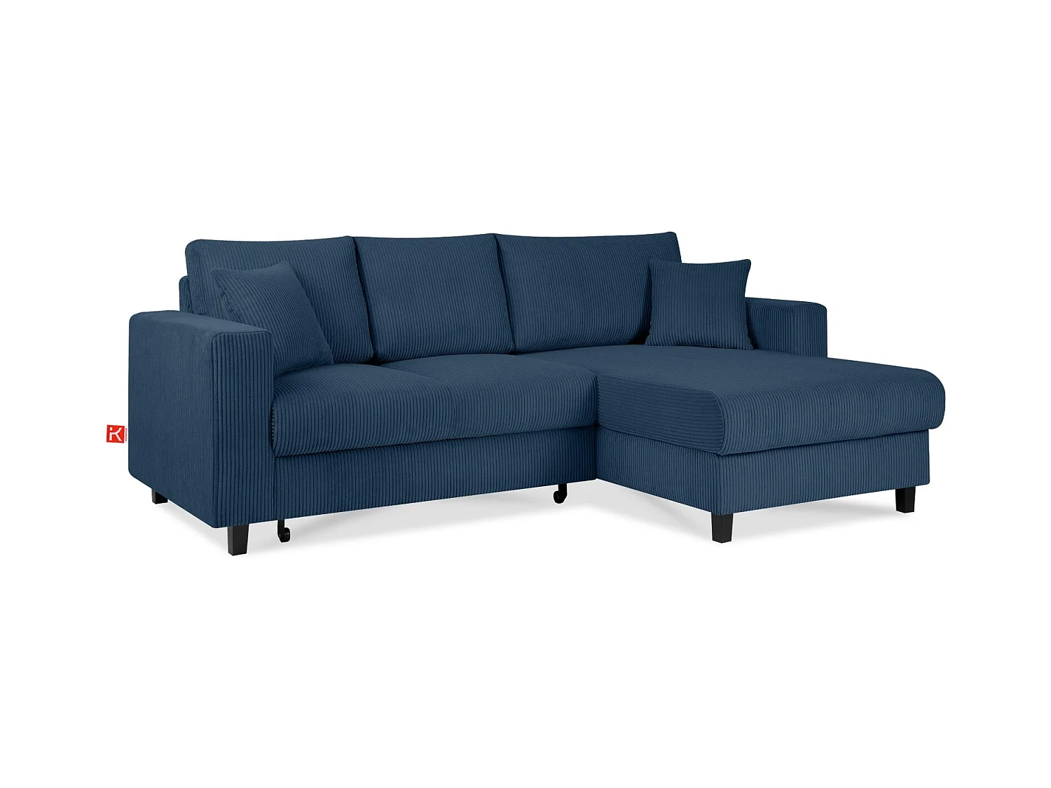 Canapé d'angle convertible droit - 3 places - EGRET - Bleu foncé