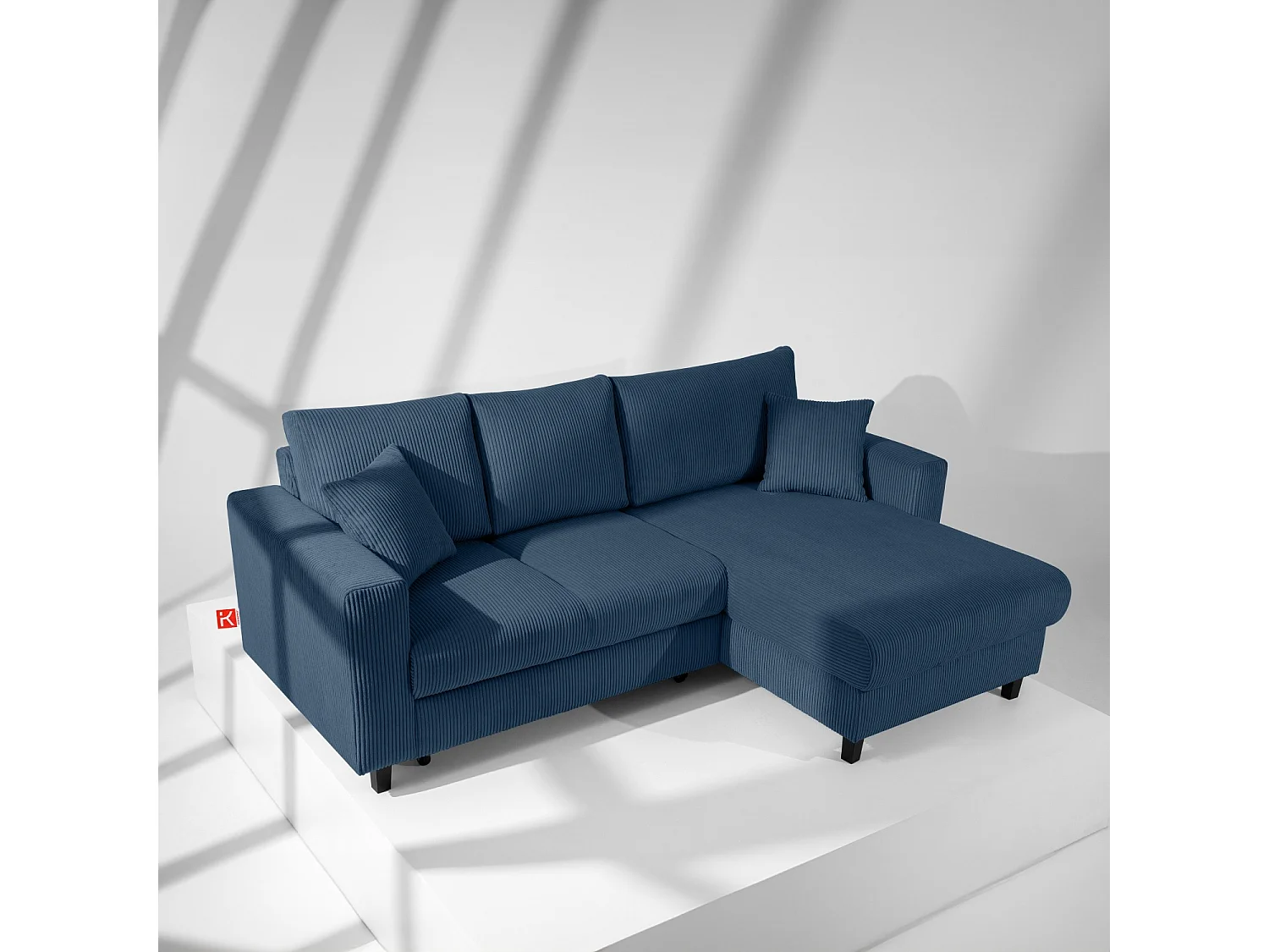 Ecksofa rechts - 3-Sitzer - EGRET - Dunkelblau