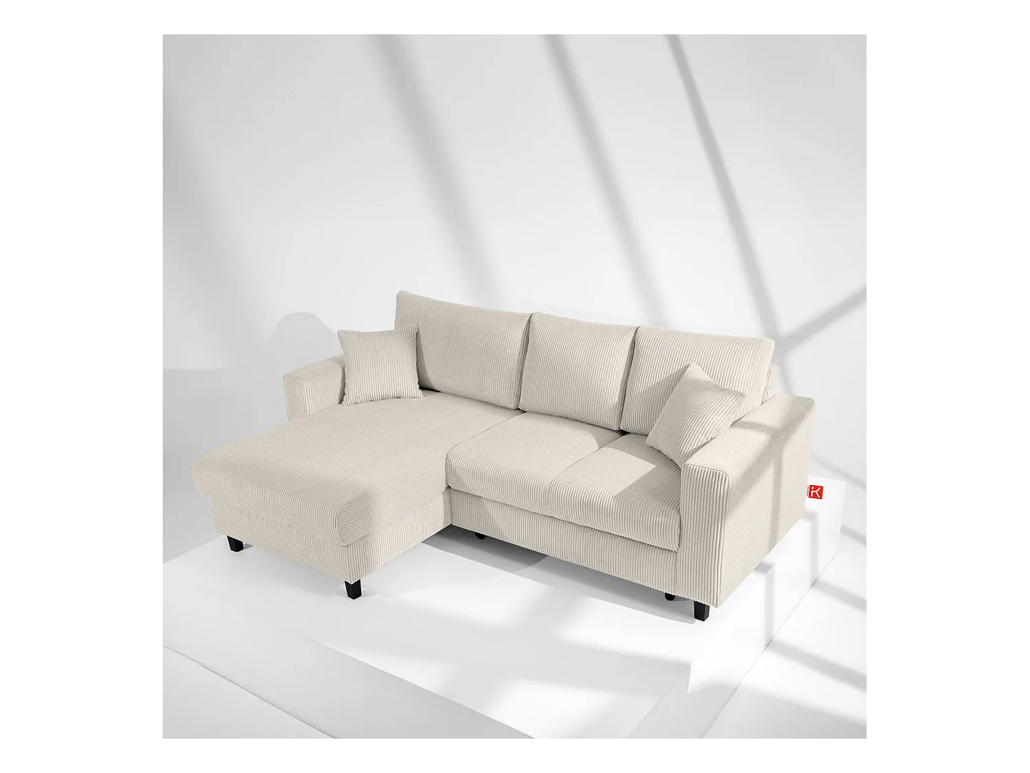 Ecksofa links - 3-Sitzer - EGRET - Creme