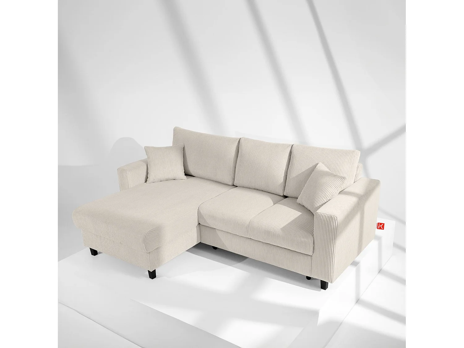 Ecksofa links - 3-Sitzer - EGRET - Creme