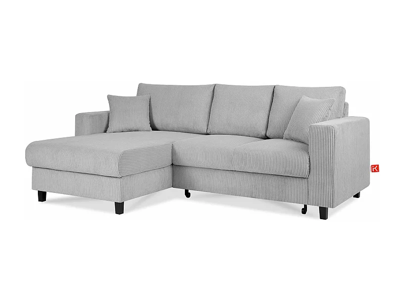 Canapé d'angle convertible gauche - 3 places - EGRET - Gris clair