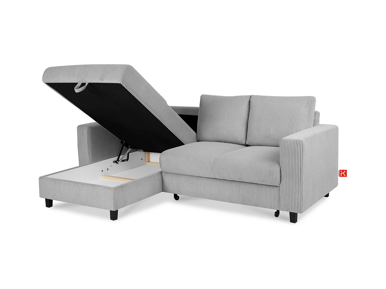 Canapé d'angle convertible gauche - 3 places - EGRET - Gris clair